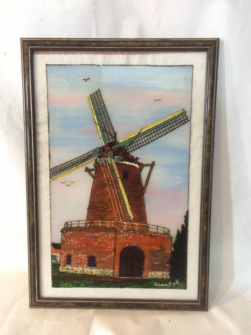 Peinture sur verre du Moulin Blanc